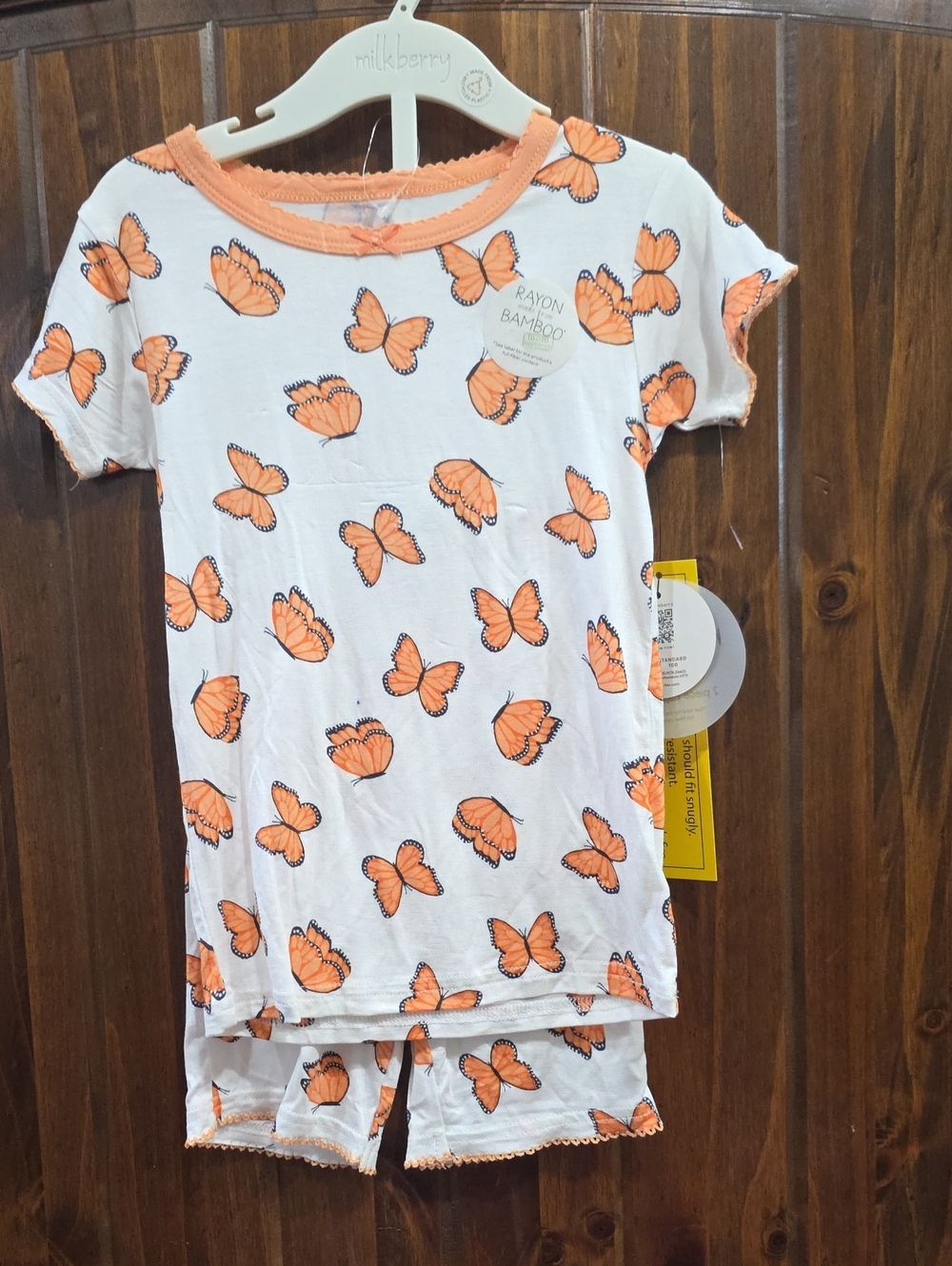 Milkberry Orange Butterfly Short-Sleeve Kids Pajama Set